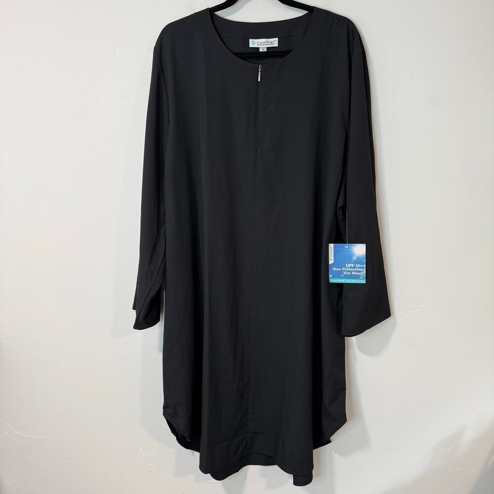 Coolibar‎ Women's Whitney Tunic Dress Black NEW Long Sleeve Flowy Swim Cover UPF